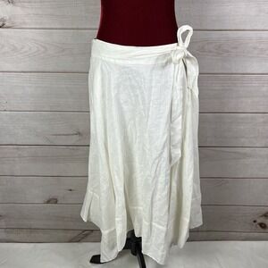 DKNY PURE Midi A-Line Skirt Asymmetrical Linen